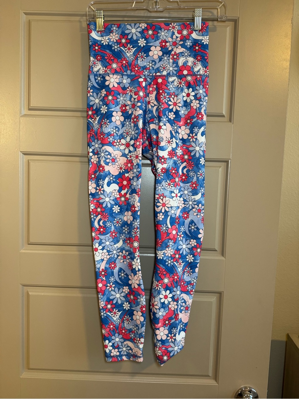 Fabletics Floral Leggings - Blue & Pink